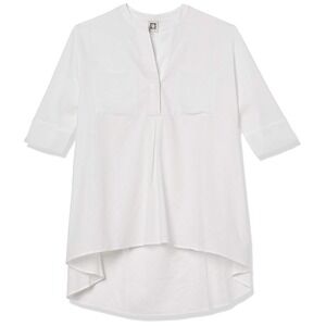 Anne Klein L Large Tunic Top Shirt Linen High Low Blouse Lagenlook Minimalist